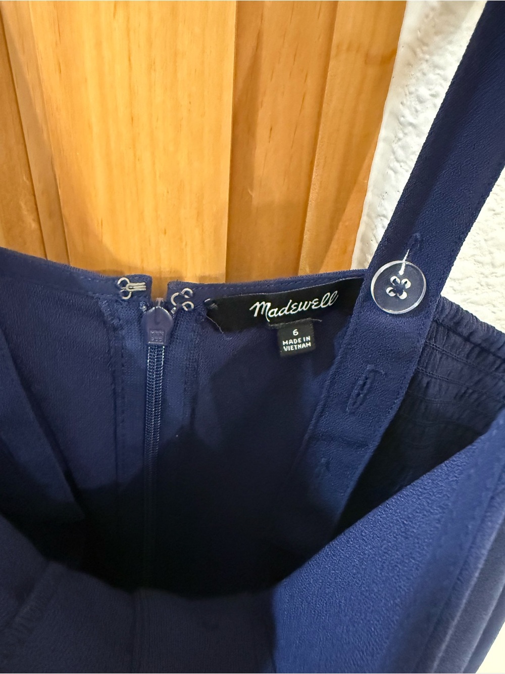 Madewell Navy Button-Front Sleeveless Jumpsuit - Picture 2 of 4